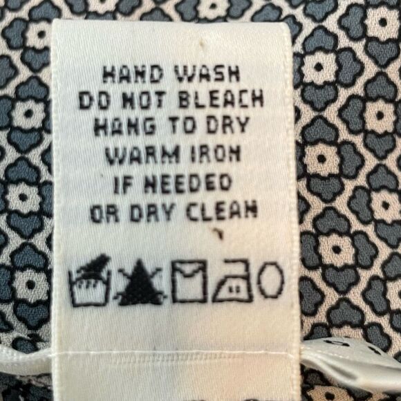 Max Studio Floral Print Blouse Blue Gray Chiffon Faux Wrap Long Sleeve V-Neck S - Picture 11 of 11